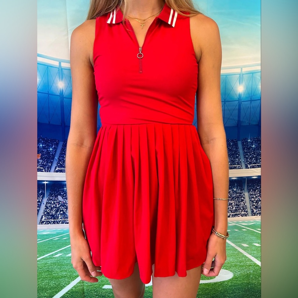 Red Collared Tennis Dress